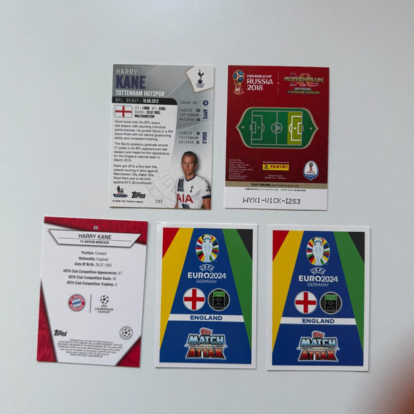 Harry Kane Football Card Bundle Topps & Panini England Spurs Bayern 5 Cards