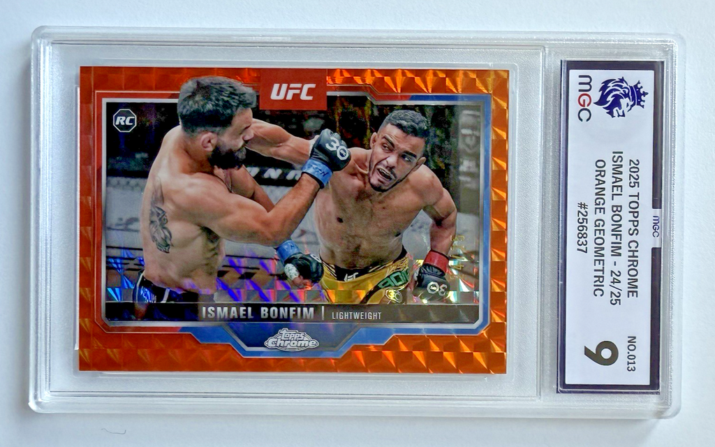 Topps Chrome UFC 2025 Ismael Bonfim Orange Wave Parallel Rookie Card /25 MGC 9