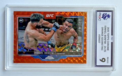 Topps Chrome UFC 2025 Ismael Bonfim Orange Wave Parallel Rookie Card /25 MGC 9