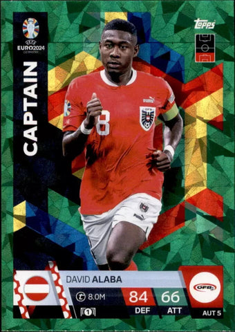 Match Attax Euro 2024 David Alaba Crystal Parallel Green Captain UEFA Card