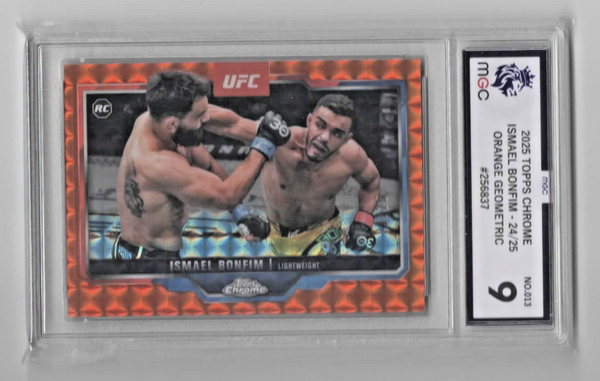 Topps Chrome UFC 2025 Ismael Bonfim Orange Wave Parallel Rookie Card /25 MGC 9