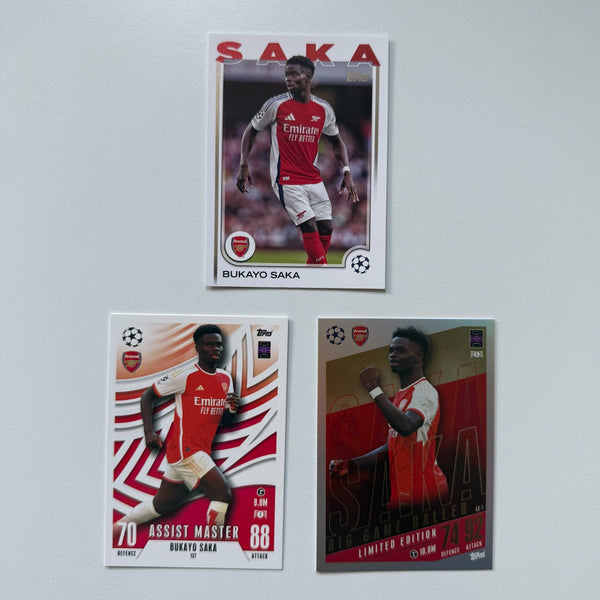 Bukayo Saka Football Card Bundle Topps Arsenal 3 Cards