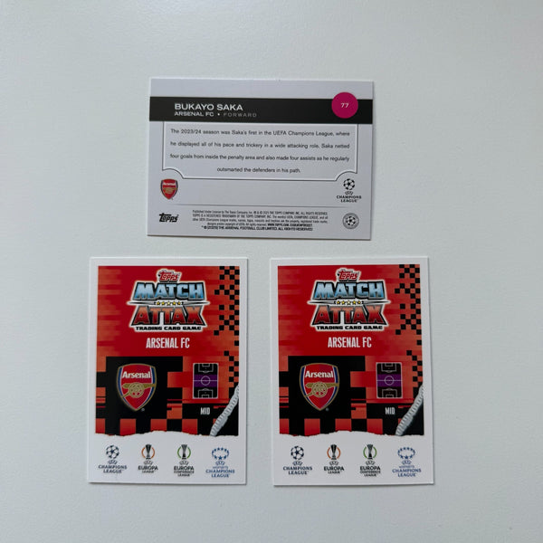 Bukayo Saka Football Card Bundle Topps Arsenal 3 Cards