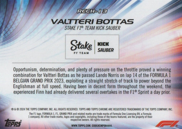 Topps Chrome Formula 1 2024 Valtteri Bottas Team Kick Sauber Re-Charged Card