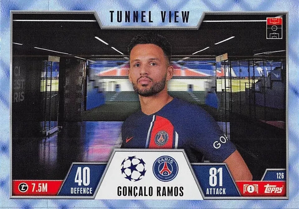 Match Attax Extra 23/24 Goncalo Ramos Crystal Parallel Tunnel View Card