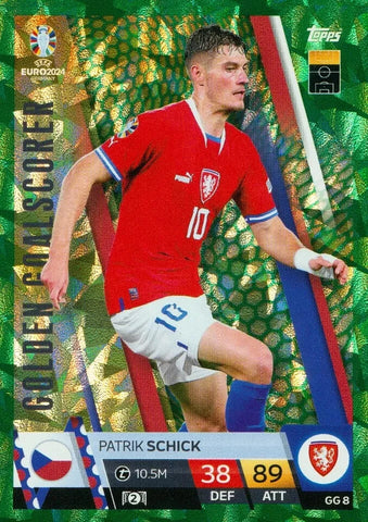 Match Attax Euro 2024 Patrik Schick Crystal Green Parallel Golden Goalscorer