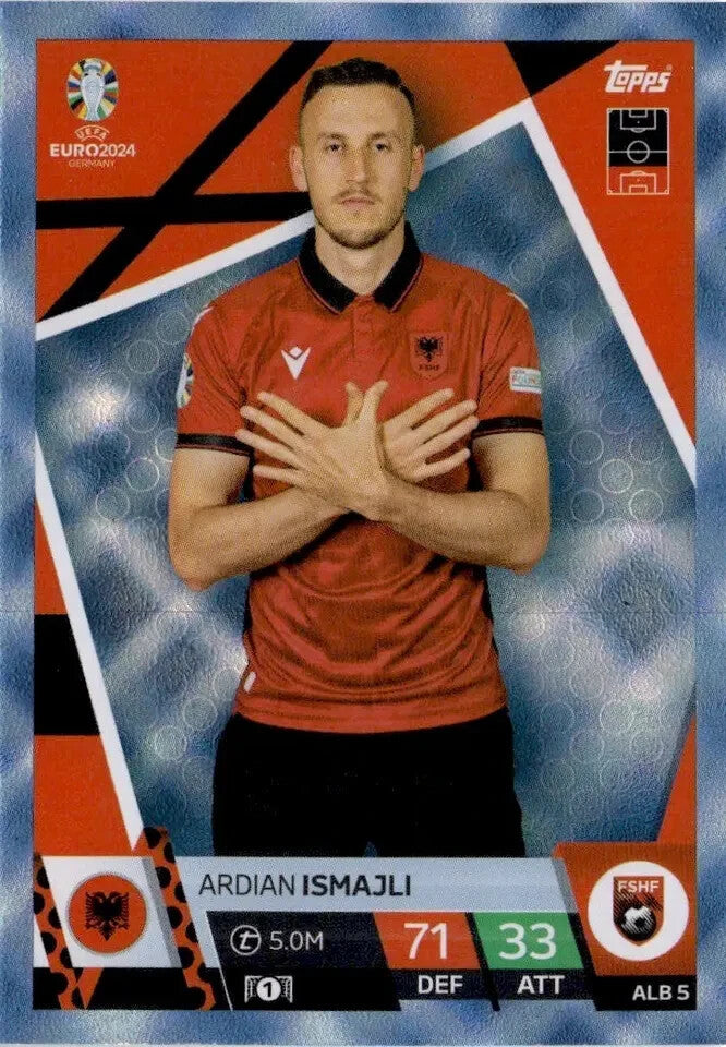 Match Attax Euro 2024 Ardian Ismajli Albania Crystal Parallel Blue Topps Card