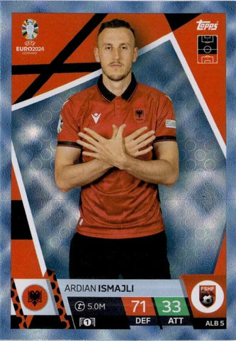 Match Attax Euro 2024 Ardian Ismajli Albania Crystal Parallel Blue Topps Card