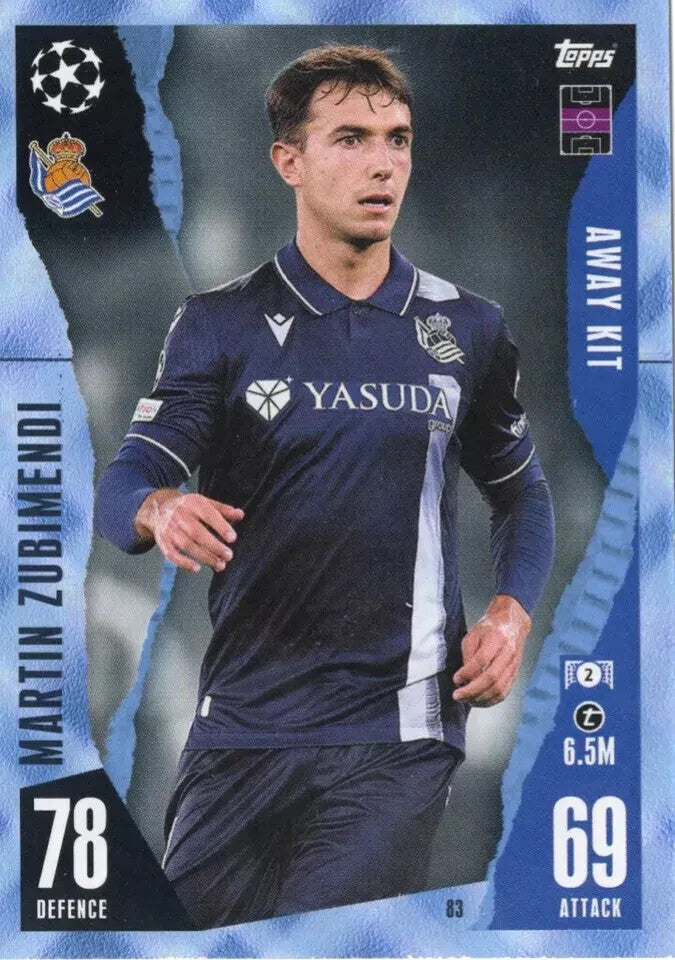 Match Attax Extra 23/24 Martin Zubimendi Crystal Parallel Away Kit Card