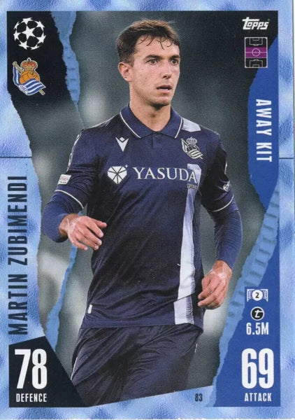 Match Attax Extra 23/24 Martin Zubimendi Crystal Parallel Away Kit Card