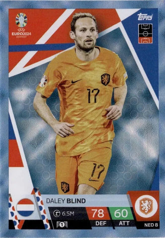 Match Attax Euro 2024 Daley Blind Netherlands Crystal Parallel Blue Topps Card