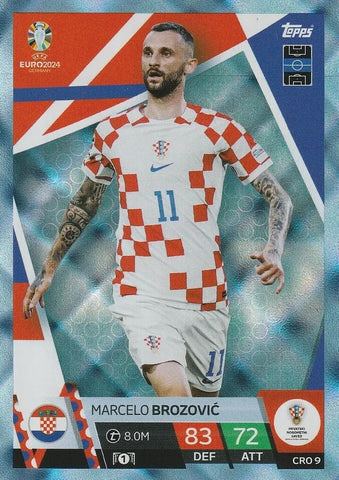 Match Attax Euro 2024 Marcelo Brozovic Croatia Crystal Parallel Blue Topps Card
