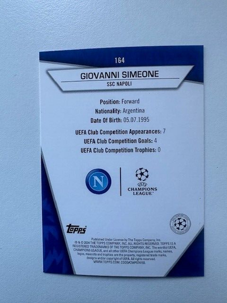 Topps Superstars 2024 23/24 Giovanni Simeone Napoli Golden Pixels Card #164