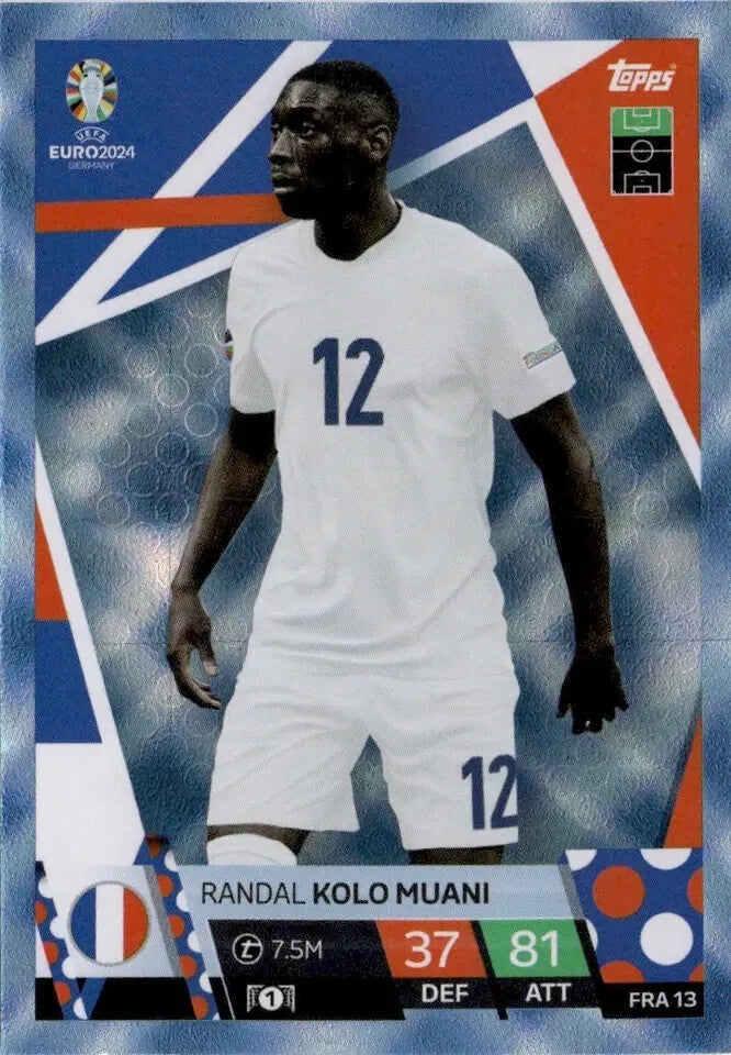 Match Attax Euro 2024 Randal Kolo Muani France Crystal Parallel Blue Topps Card