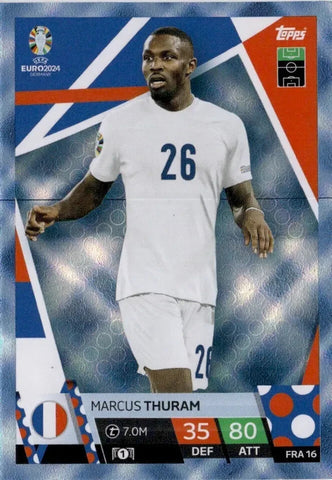 Match Attax Euro 2024 Marcus Thuram France Crystal Parallel Blue Topps Card