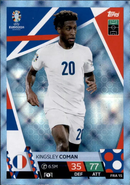 Match Attax Euro 2024 Kingsley Coman France Crystal Parallel Blue Topps Card
