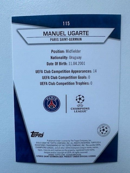 Topps Superstars 2024 23/24 Manuel Ugarte PSG Golden Pixels Card #115