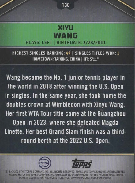 Topps 2024 Graphite Tennis Xiyu Wang Blue Parallel Chrome Card 2/50
