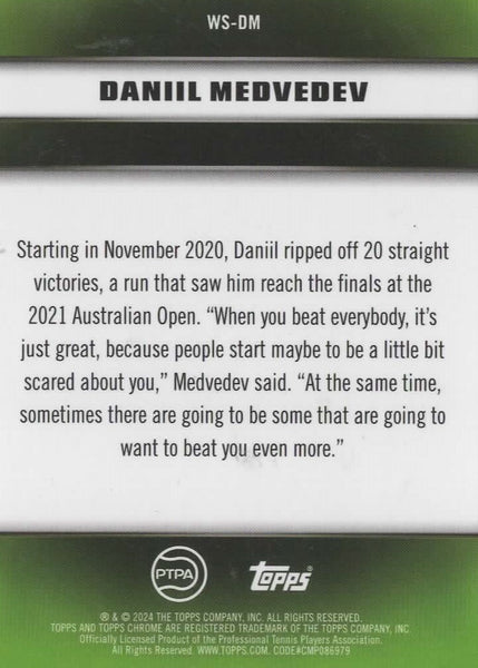 Topps 2024 Graphite Tennis Daniil Medvedev Winning Streaks Parallel Chrome /50
