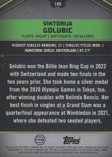 Topps 2024 Graphite Tennis Viktorija Golubic Green Parallel Refractor Card 05/75