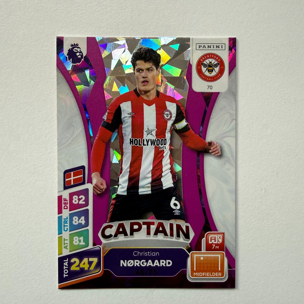 Panini Premier League Adrenalyn XL Plus 2025 Christian Norgaard Parallel /75