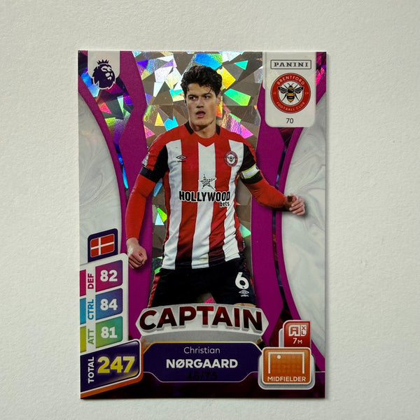 Panini Premier League Adrenalyn XL Plus 2025 Christian Norgaard Parallel /75