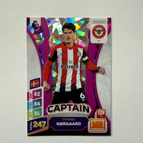 Panini Premier League Adrenalyn XL Plus 2025 Christian Norgaard Parallel /75
