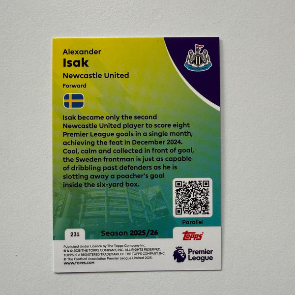 Topps Premier League 25/26 Alexander Isak Newcastle United Pink Parallel /399