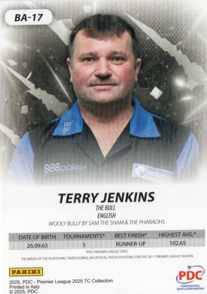 Panini PDC Premier League Darts 2025 Terry Jenkins Pink Cracked Ice Card