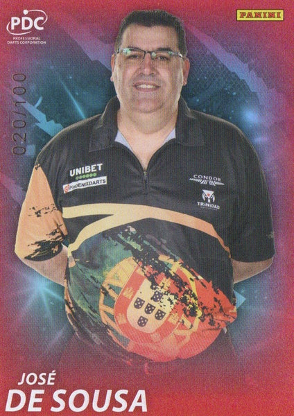 Panini PDC Premier League Darts 2025 Jose De Sousa Red Parallel Card /100