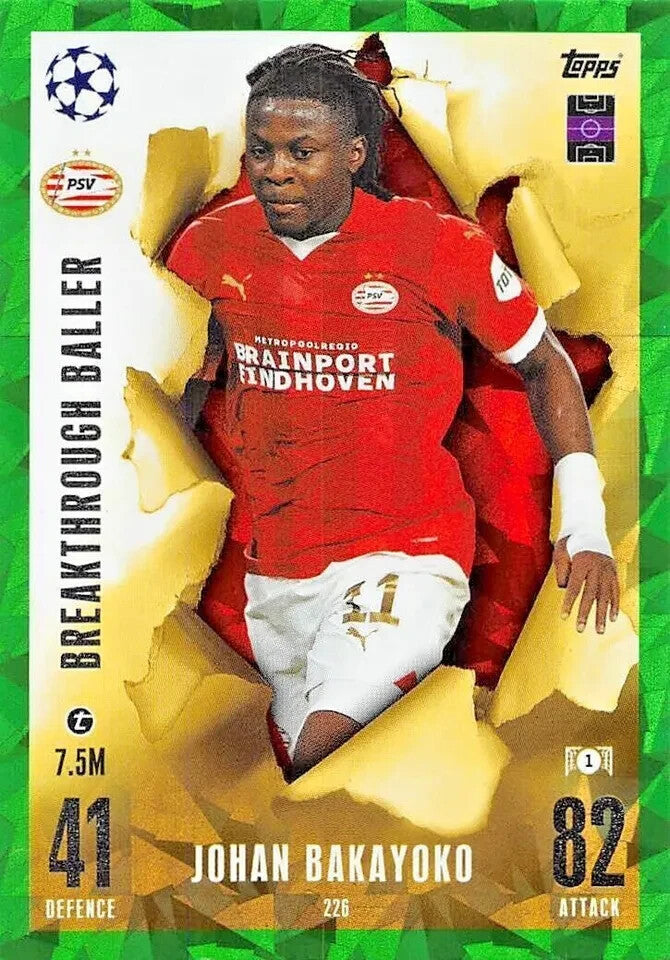Match Attax Extra 23/24 Johan Bakayoko Crystal Parallel Breakthrough Baller Card