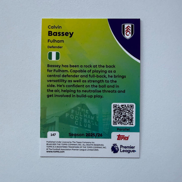 Topps Premier League 25/26 Calvin Bassey Fulham Blue Sparkle Parallel Card /150