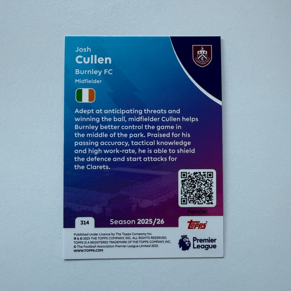 Topps Premier League 25/26 Josh Cullen Burnley Blue Parallel Card /150