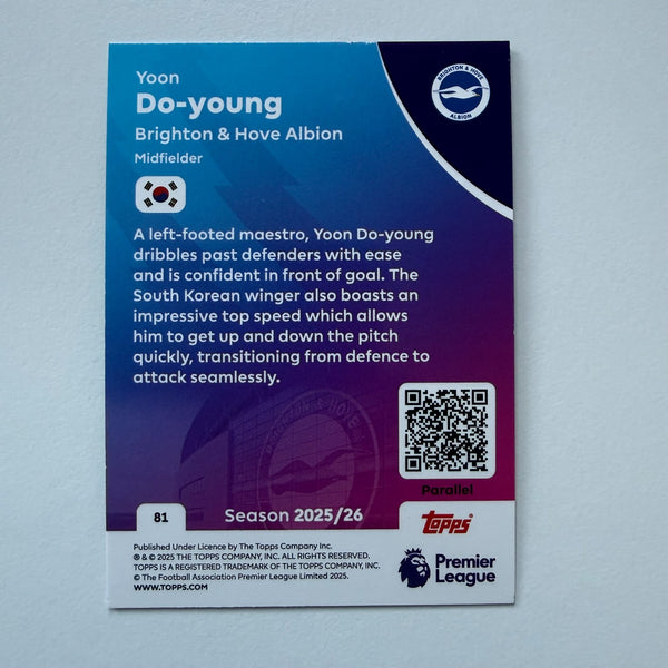 Topps Premier League 25/26 2026 Yoon Do-young Brighton Green Rookie Card /99