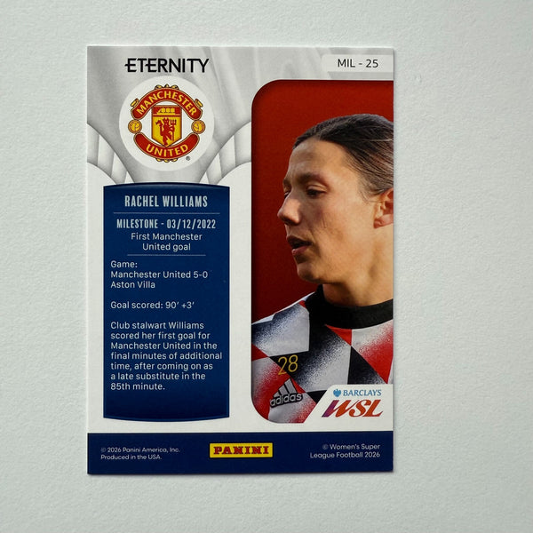 Panini Eternity WSL 25/26 Rachel Williams Milestone Magenta /25 Manchester Utd