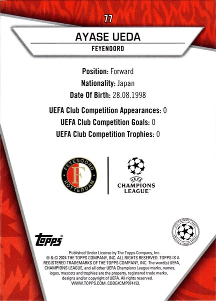 Topps Superstars 2024 23/24 Ayase Ueda Feyenoord Uncommon Card #77