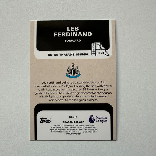 Topps Premier League 2026/27 Les Ferdinand Retro Threads Blue Parallel 88/150