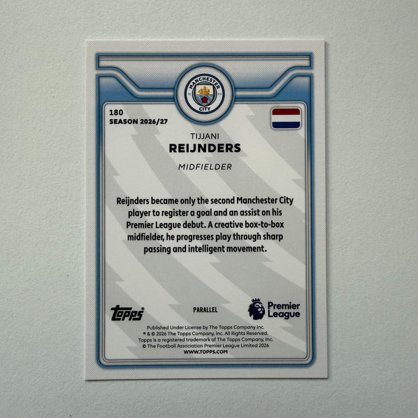 Topps Premier League 2026/27 Tijjani Reijnders Man City Purple Parallel 132/199
