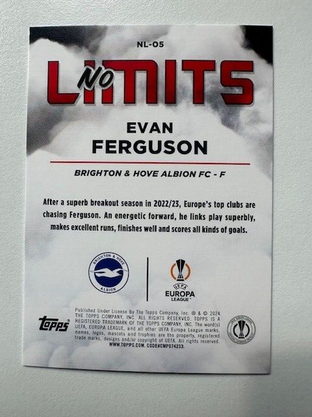 Topps Superstars 2024 23/24 Evan Ferguson Brighton No Limits Card NL-05