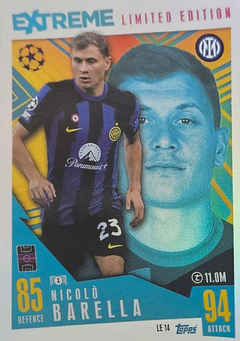 Match Attax Extra 23/24 Nicolo Barella Extreme Limited Edition Trading Card