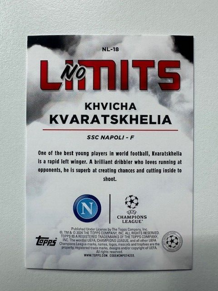 Topps Superstars 2024 23/24 Khvicha Kvaratskhelia Napoli No Limits Card NL-18