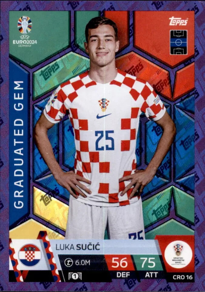 Match Attax Euro 2024 Luka Sucic Croatia Crystal Purple Sapphire Parallel Card
