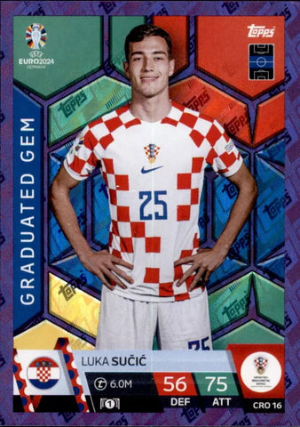Match Attax Euro 2024 Luka Sucic Croatia Crystal Purple Sapphire Parallel Card