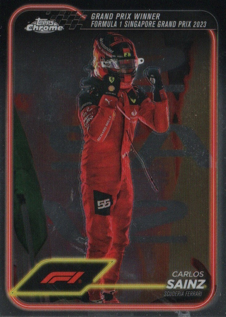 Topps Chrome Formula 1 2024 Carlos Sainz Grand Prix Winner Singapore 2023 Card