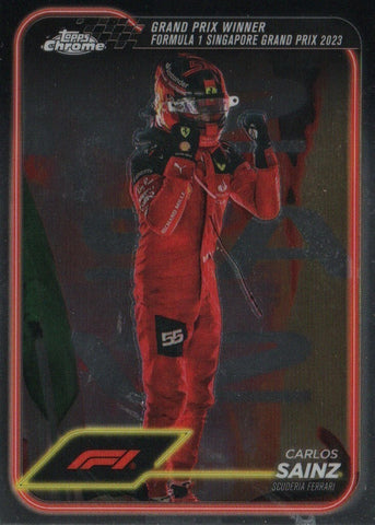 Topps Chrome Formula 1 2024 Carlos Sainz Grand Prix Winner Singapore 2023 Card