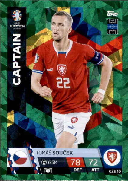 Match Attax Euro 2024 Tomas Soucek Crystal Parallel Green Captain UEFA Card