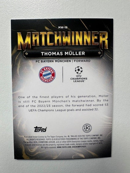 Topps Superstars 2024 23/24 Thomas Muller Matchwinner Bayern Munich Trading Card