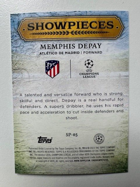 Topps Superstars 2024 23/24 Memphis Depay Showpieces Atletico Madrid Card SP-05