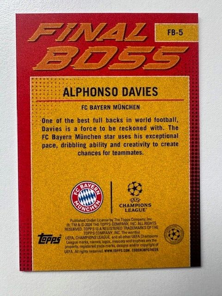 Topps Superstars 2024 23/24 Alphonso Davies Final Boss Bayern Munich Card FB-5