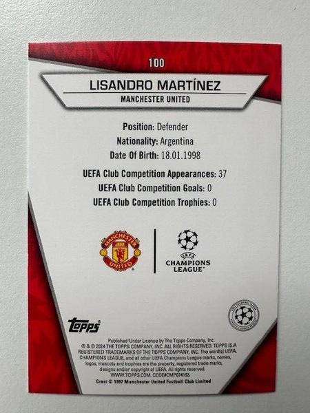 Topps Superstars 2024 23/24 Lisandro Martinez Manchester United Rare Card #100
